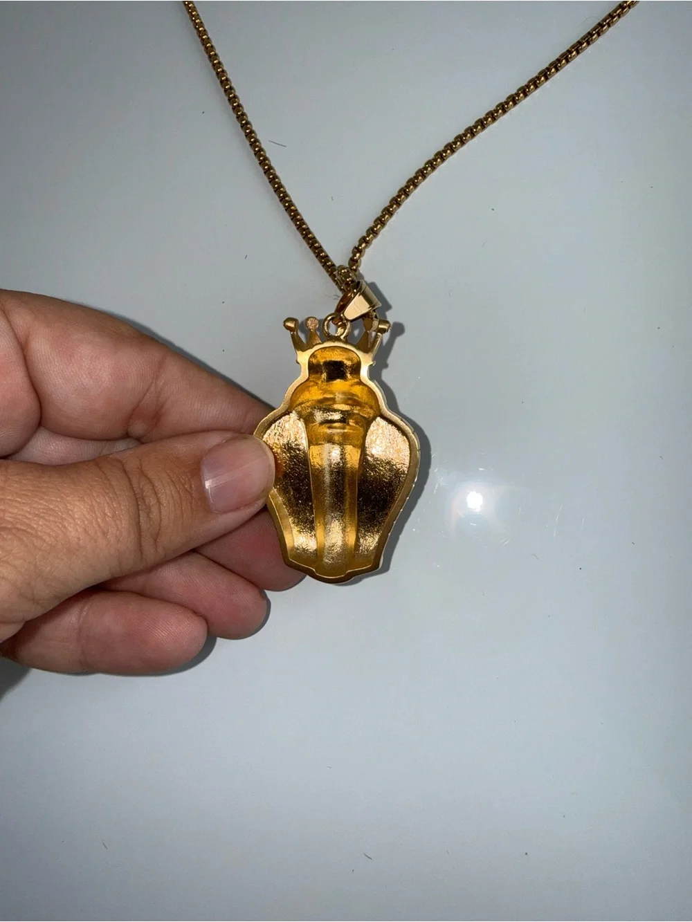 STEELESS Gold Plated Gold Cobra Crown Pendant Necklace - Gold